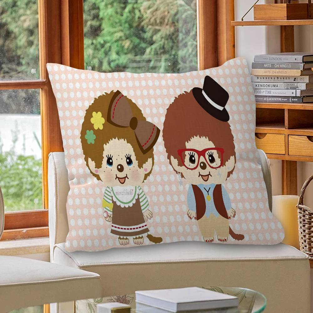 Popular Logo M-Monchhichi Fashion Decorative Room Aesthetics Pillow Case Home Decor Bedroom Sofa Bed Couch Pillow Cover 45x45