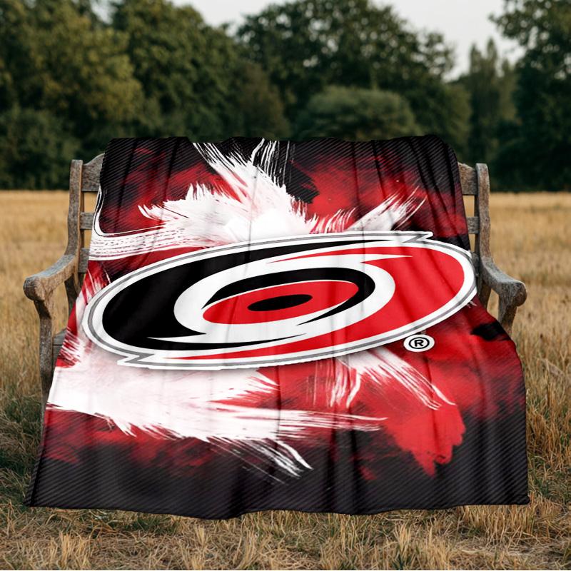 Carolina Hockey Logo Blanket Flannel Throw for Sofa, Indoor, Camping, Living Room, Office, Chair, And Bed Soft Birthday Gift
