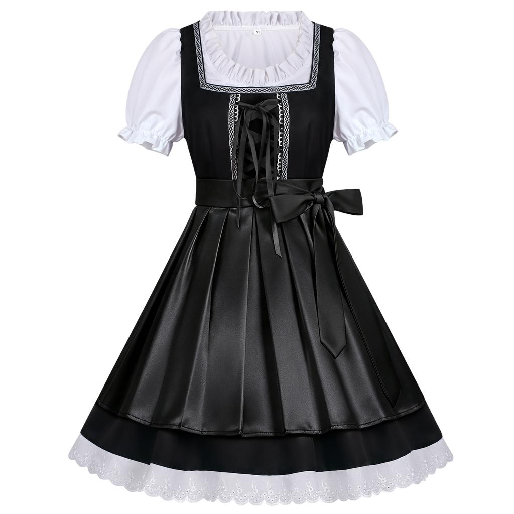 Women's Short Sleeve Tie Front Dress for Costume Party and Casual Wear