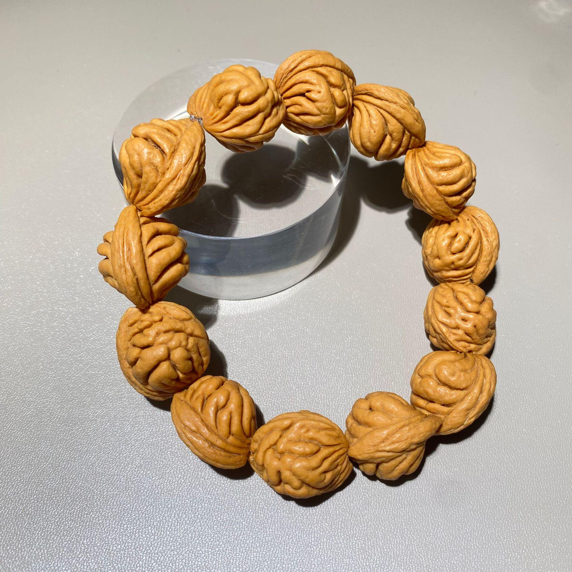 Men s High-Quality Dragon & Brain-Pattern Peach Pit Bracelet with Wenge Beads