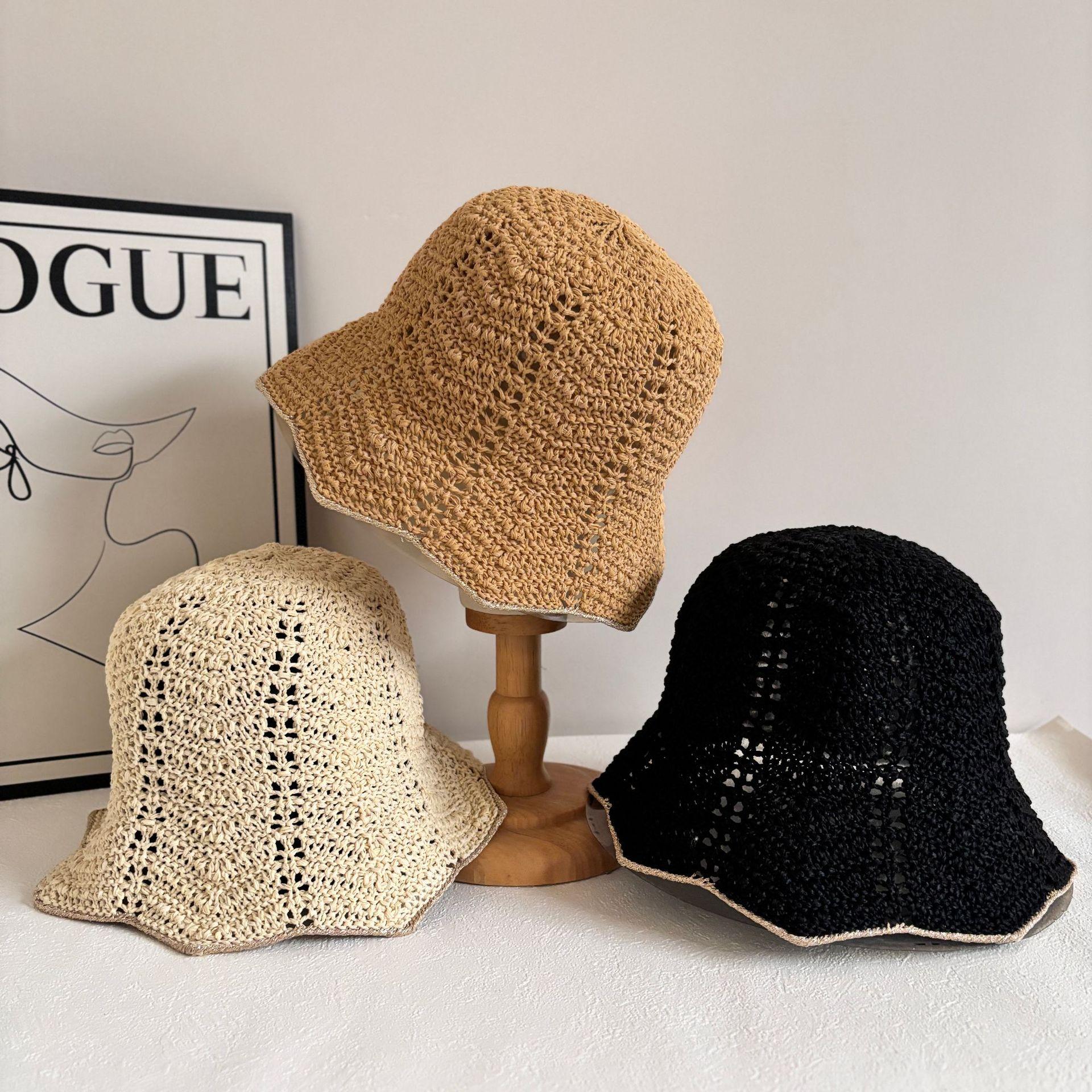 

Outdoor thin hollow straw hat straw hat Internet celebrity fairy foldable sun hat beach resort girl summer bucket hat M（56-58cm） белый