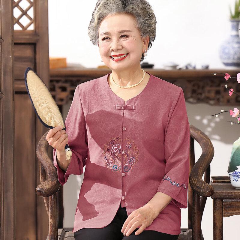 

Вышитая блузка с рукавом до середины предплечья и круглым вырезом для женщин от Yuzhaolin 2XL