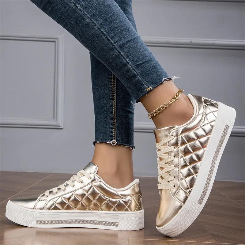 Móda Dámské Tenisky Boty se silnou podrážkou Novinka Podzim Jednobarevné Šněrovací Sportovní boty Outdoor Ležérní Dámské Tenisky Zapatos De Mujer