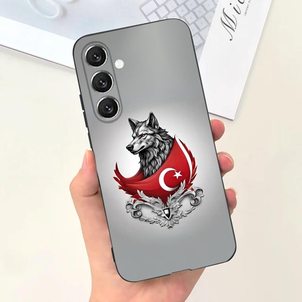 Turk Wolf Turkey Flag  Phone Case For Samsung S25,S24,S21,S22,S23,S30,Ultra,S20,Plus,Fe,Lite,Note,10,9,5G Black Cover