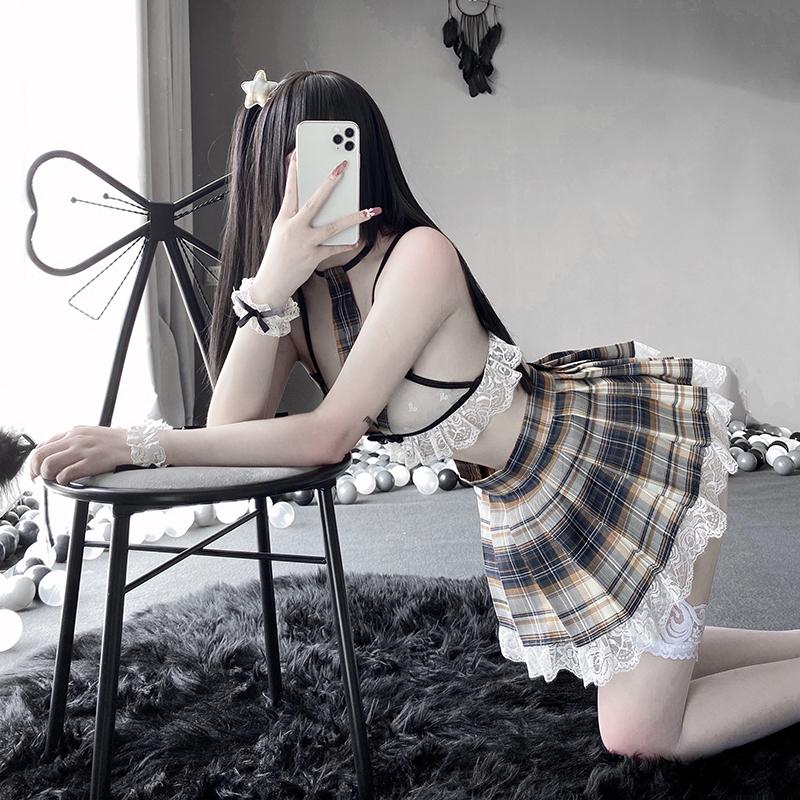 Sexy spodní prádlo Sexy krajka Perspective Studentská uniforma JK Sailor