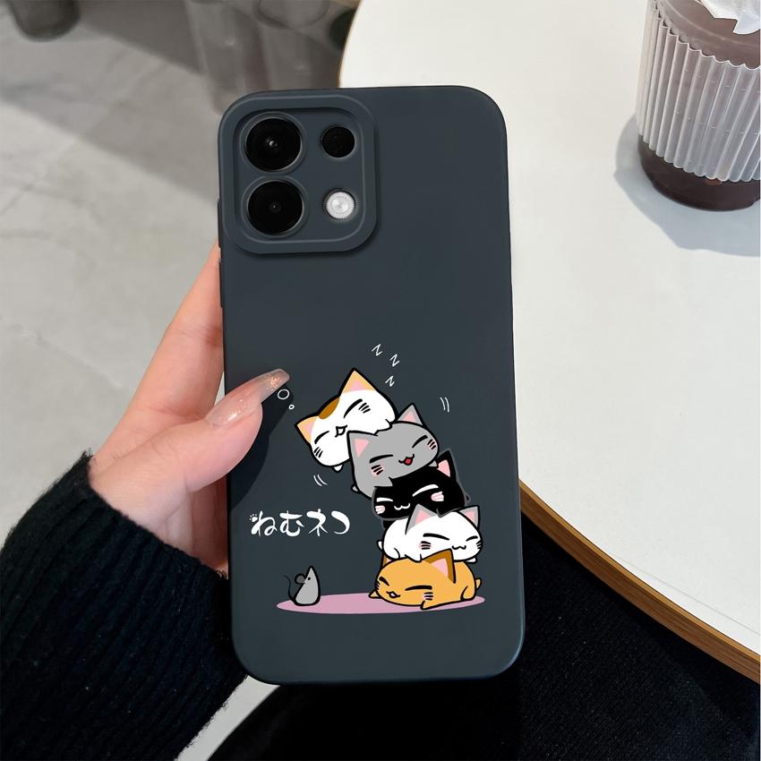 For Oppo K13 Realme 5 6 7 10 8 9 Pro Plus A5X A5 Phone Cases Candy Color Cute Cat Patterns Liquid Silicone Upgraded Shockproof Housing For Oppo Covers