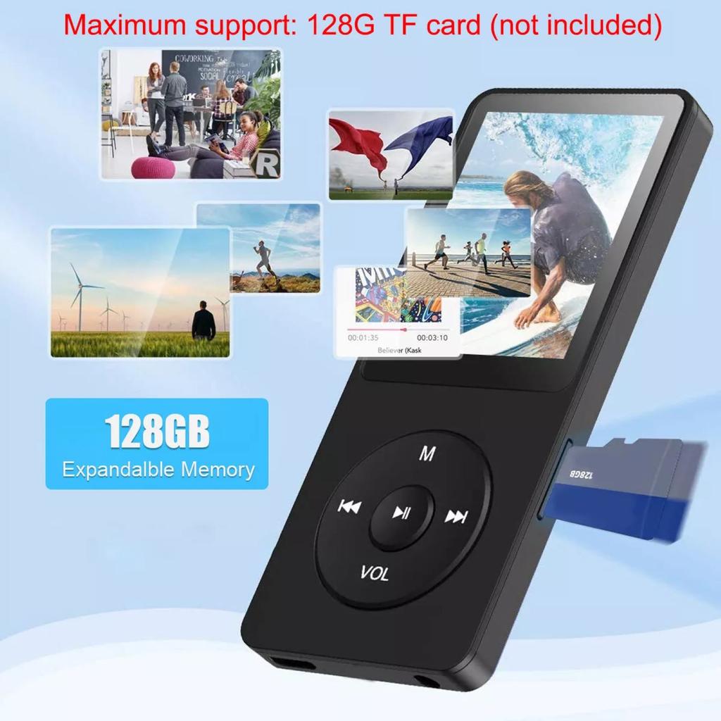 Wireless BT Bluetooth 5.0 MP4 MP3 Player Built-in Lithium Battery HiFi Lossless Sound HD Screen Display Voice Recorder