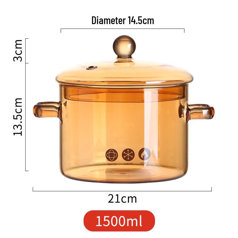 ZISIZ Amber Glass Cooking Pot with Lid