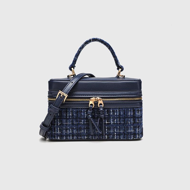 2025 Fashion Small Women Shoulder Bags Branded Style Crossbody Bag Two-way Zip Handbag Two-tone Boxy Cosmetic Bag Makeup Pouch