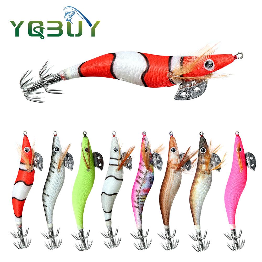 Luminous Wood Shrimp Lure Bait2.0 2.5 3.0Colorful Imitation Squid Shrimp Umbrella Hook Sea Fishing Special Bait