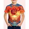 3D Digital Print Kids Stylish Lion Dragon Animal Pattern T-Shirt Boys Short Sleeve Crew Neck Casual T-shirts