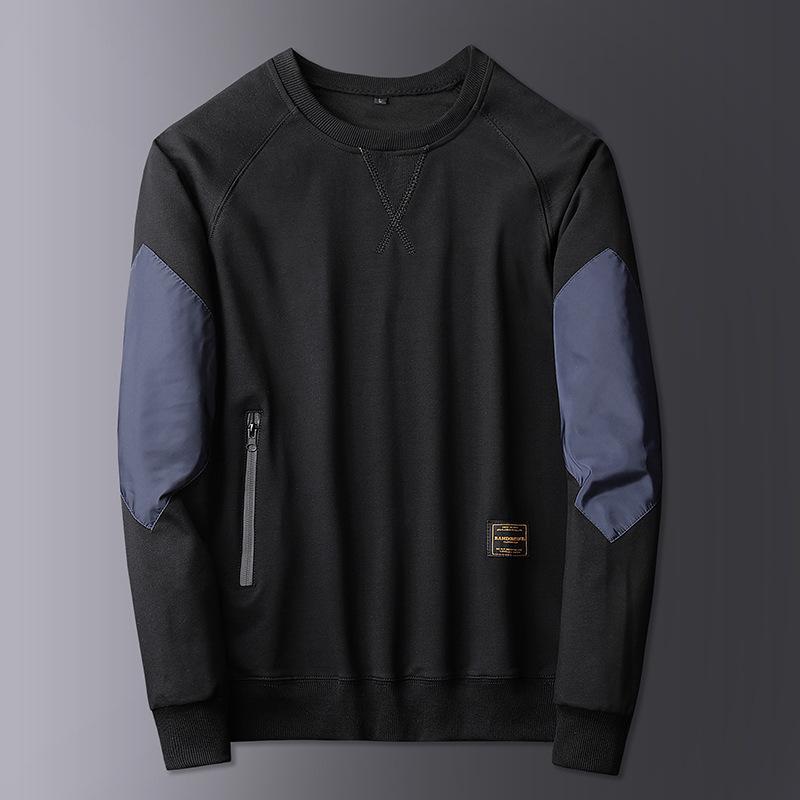 Men's Trendy Autumn Color Block Round Neck Sweatshirt - Loose Fit, Korean Style