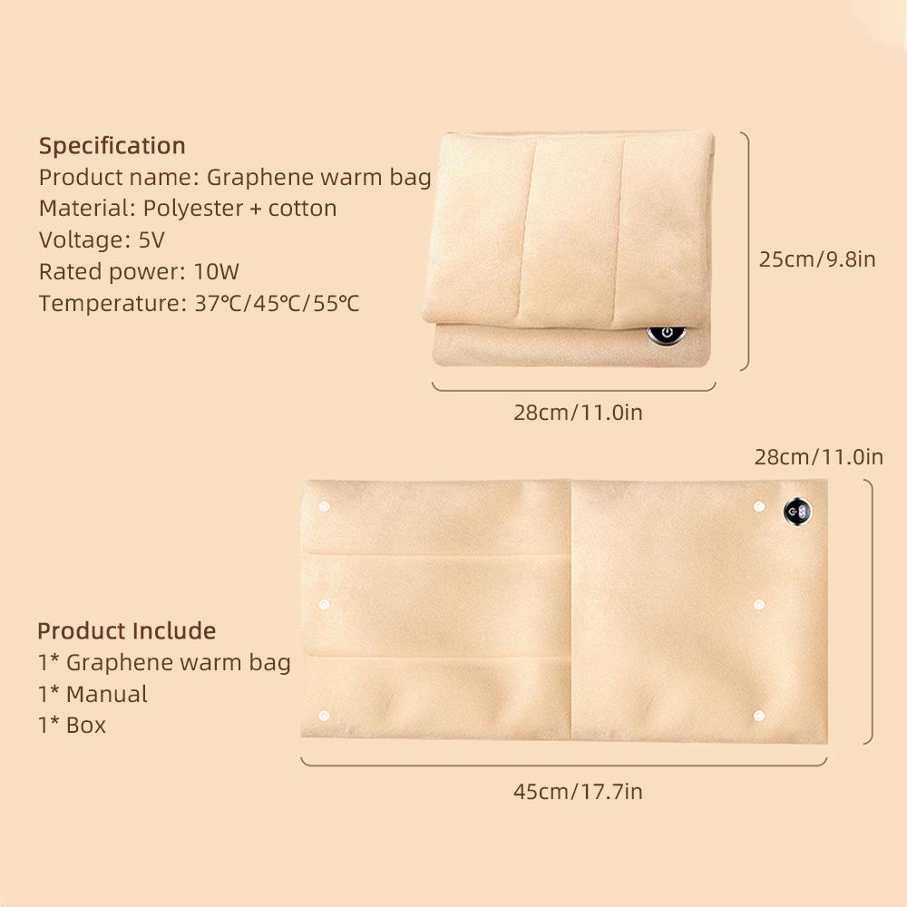 37°C/45°C/55°C 3 Levels Hand Warmer USB 5V Electric Graphene Heating Pad Portable Warm Hands Heater Pad Electric Seat Warmer Mat