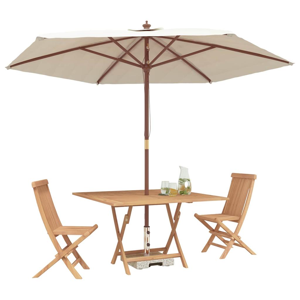 Garden Bistro Set 3 Pcs Natural Solid Wood Teak