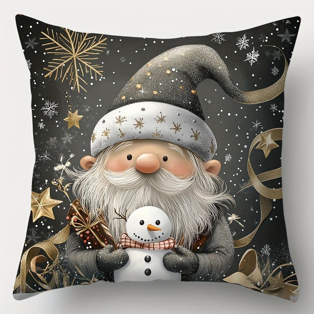 Christmas Themed Pillowcases: Dwarfs, Wreaths & Winter Greetings Sofa Room Cushion Cover Home Decoration New Year Gift