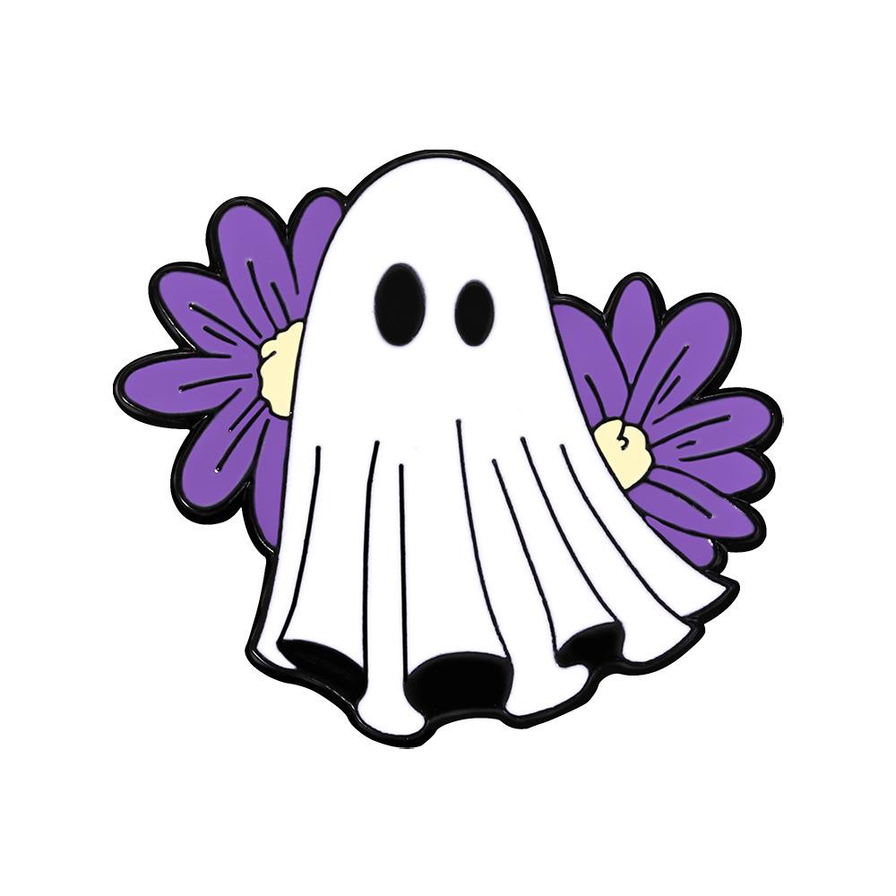 Neues Halloween-Abzeichen Horror-Nacht Feiertagsparty Kleid Verzierungen Weißer Geist Legierung Brosche