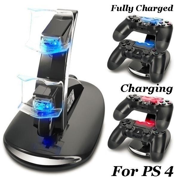 

Зарядное устройство для контроллера PS4 с двумя USB-портами и светодиодным индикатором. Быстрая и безопасная зарядка для контроллера игровой консоли PS4.