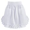 European Style White Maid Waist Apron Half Apron with 2 Pockets Soft Breathable for Kitchen Cooking Baking Serving