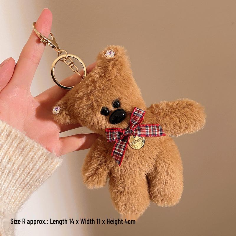 Charming Plush Pendant Keychain: Little Bear & KT Cat Duo