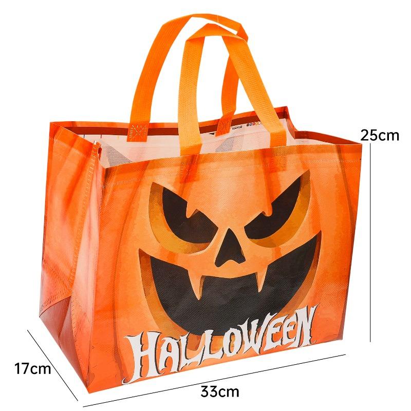 Halloween Gift Bags Nonwoven Reusable Tote for Trick or Treat Candy Spooky Party Large Capacity Spooky Holiday Storage Handbag