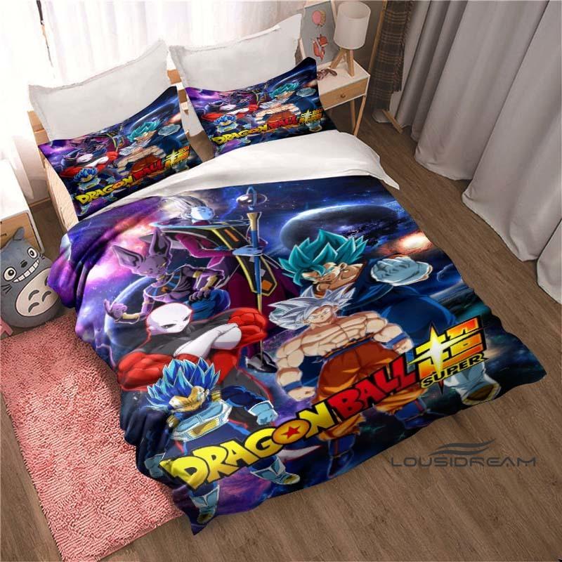 New 2026 3D Printed DRAGON BALL Bedding Set – Duvet Cover and Pillowcases Feature Adorable Cartoon Designs.