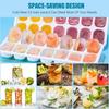 4pcs Grids Ice Cube Trays Reusable Silicone Ice cube Mold Fruit Ice Maker with Removable Lids Kitchen Tools Freezer Summer Mould