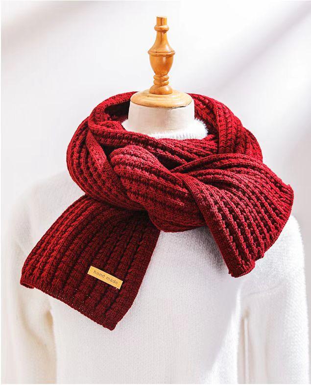 Red Christmas tree knitted scarf female autumn and winter warm versatile student couple Christmas gift green wool scarf