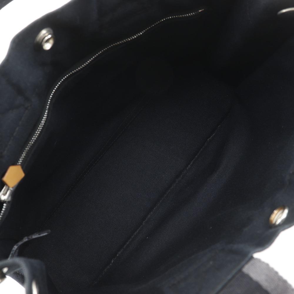HERMES Fourre ToutPM Handbag black canvas unisex Used