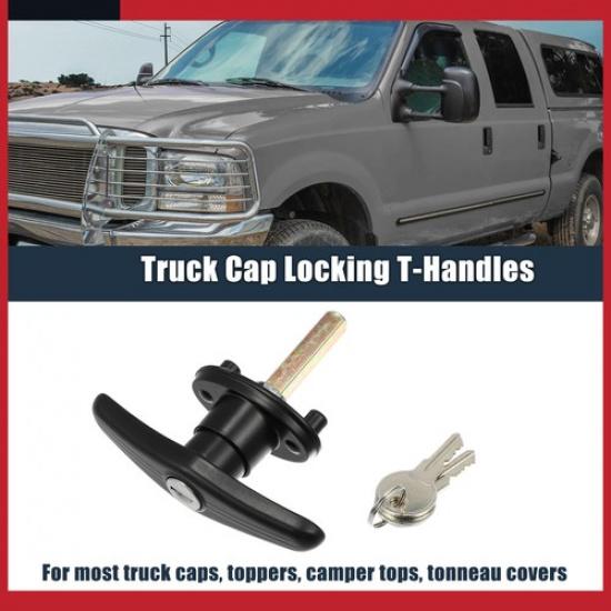 Universal Pickup Truck Camper Cap Locking T-Handles Black with 2 Keys Pack of 1 | 3 Months