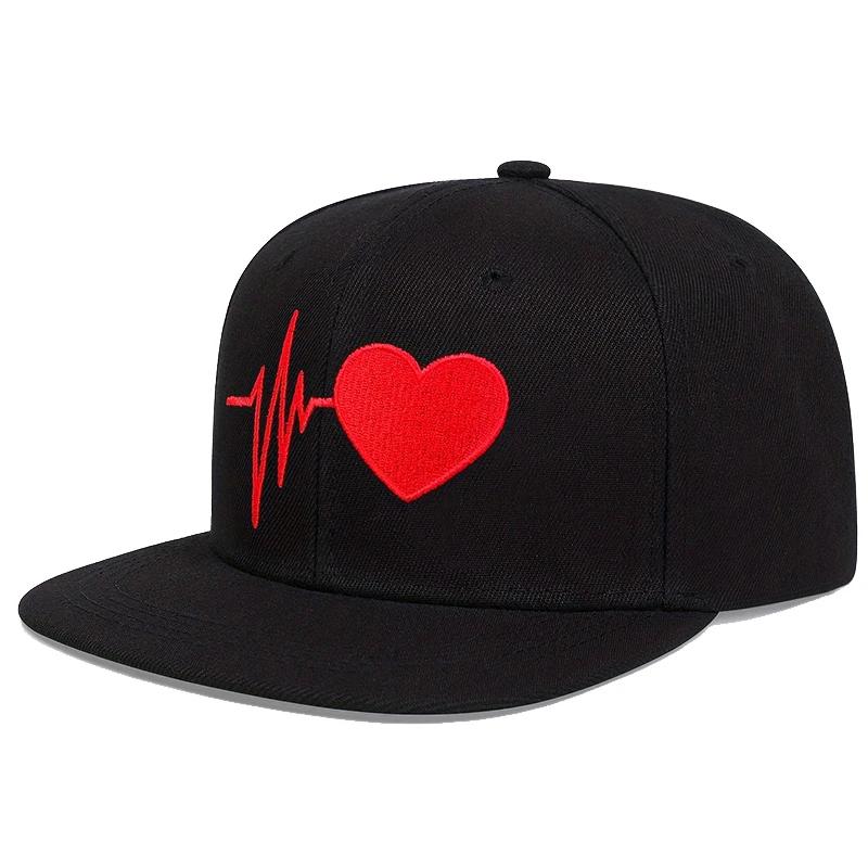 

Unisex Heart Electrocardiogram Embroidery Hip-hop Hats Spring Autumn Outdoor Adjustable Casual Baseball Caps Sunscreen Hat Cap