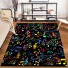 Colorful Musical Notes Pattern Carpet, Black Background Home Decor Suitable for use as an anti-slip for living room bedroom sofas