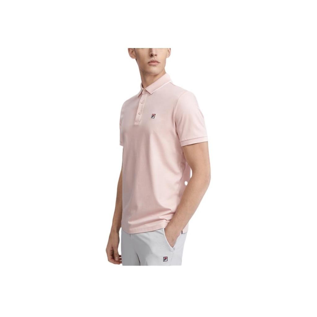 Fila Solid Color Breathable Casual Knit Polo Shirt Men Tops Pink F51M421102F-LP