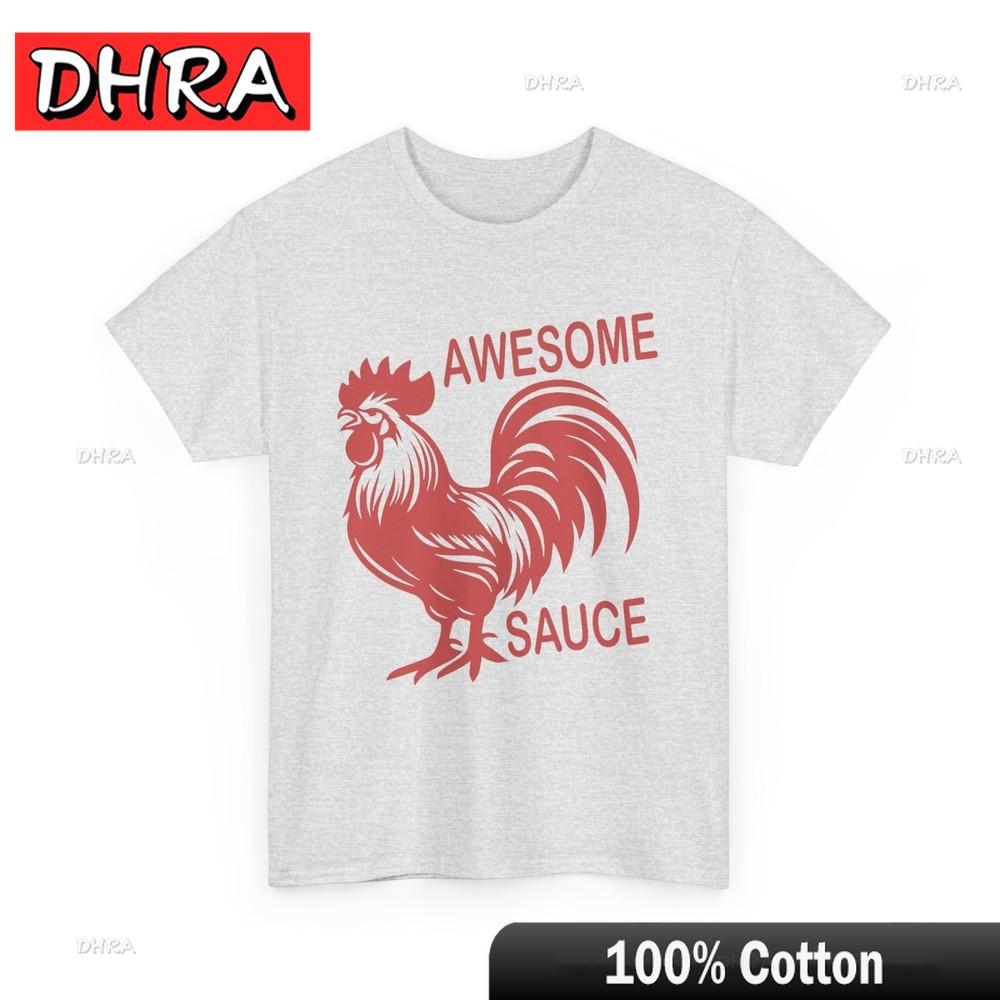 Awesome Sauce with Picture of Rooster Women Unisex TShirt Funny Chic Retro Tshirts Aesthetic Trendy Fresh Clothing Trippy Creative S