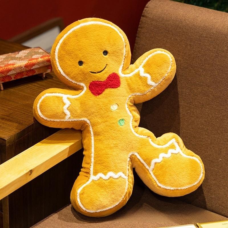 Christmas Gingerbread Man Plush Pillow With Soft 3d Cotton For Kids And Adults