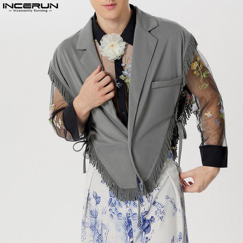 

INCERUN Мужской жилет с кисточками на одной пуговице и повязкой по бокам, жилет 2XL чёрный