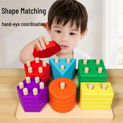 Montessori Geometric Stacking Rings & Shapes - Educational Toy for Babies & Children