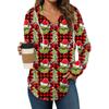 Women's Fashion Hoodies V Neck Long Sleeve Christmas Printed Drawstring Casual Loose Pullover Tops