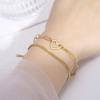 Heart Charm Bracelet Women's Stainless Steel Double Layer Paper Clip Chain Bracelet Jewelry Valentine's Day Gift New