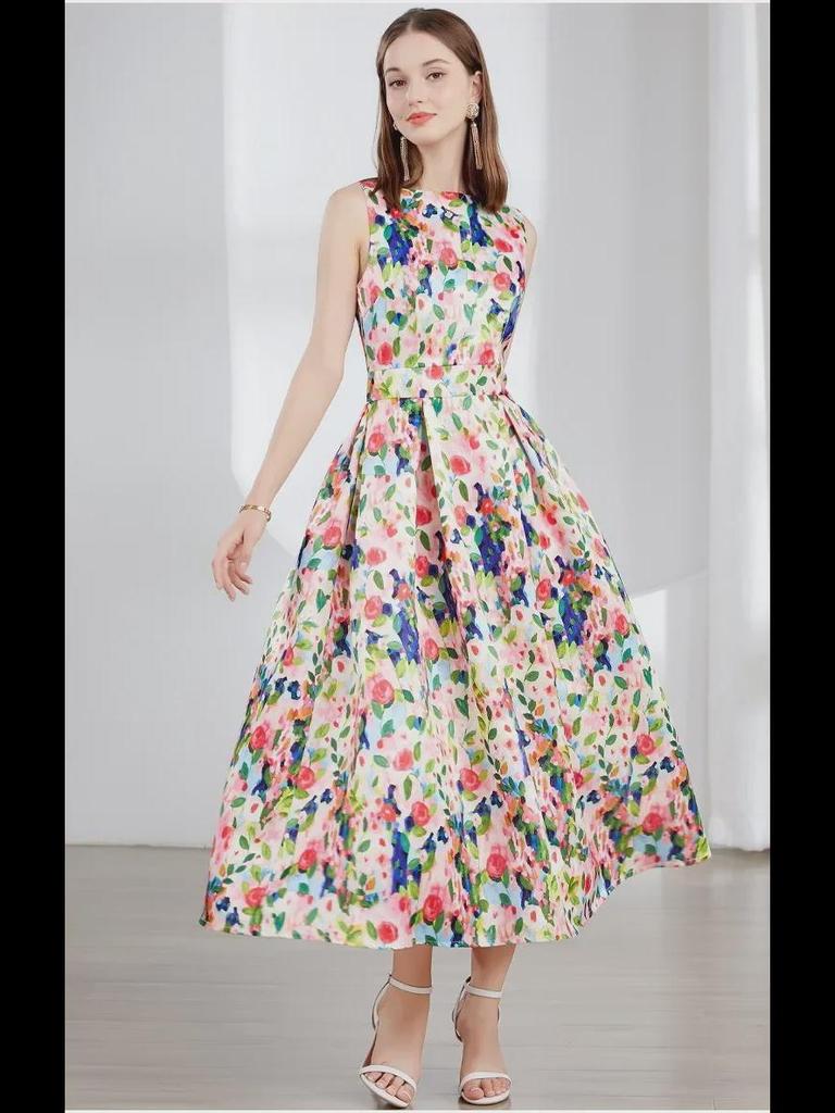 2024 Sleeveless High-Waist A-Line Skirt with Three-Dimensional Tailoring