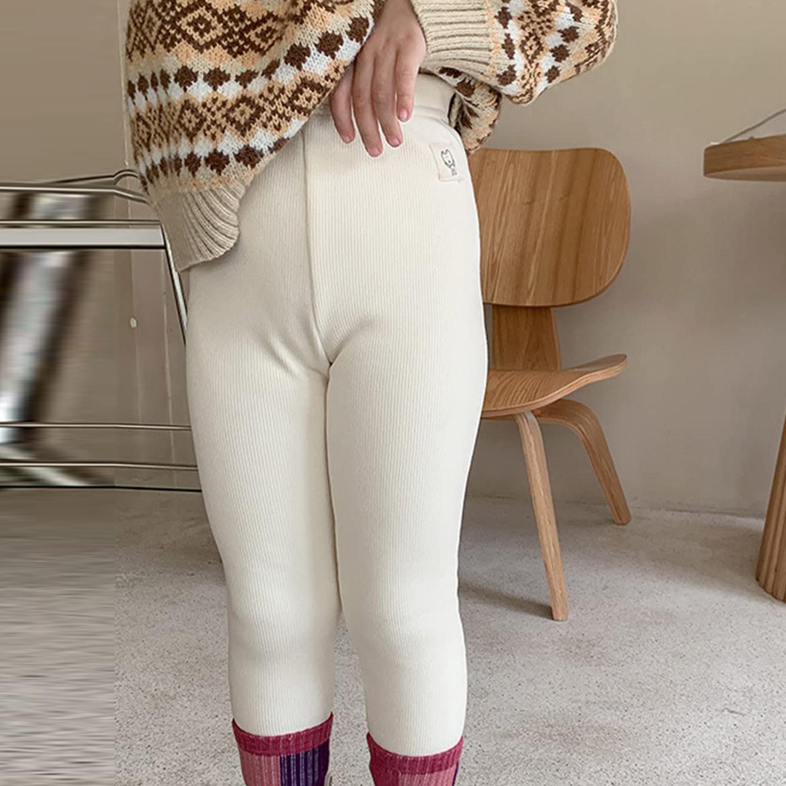 

Модные высокоэластичные колготки с флисовой подкладкой для девочек. Зимние детские универсальные утолщенные термолеггинсы. Стильные повседневные брюки для малышей. 130 бежевый