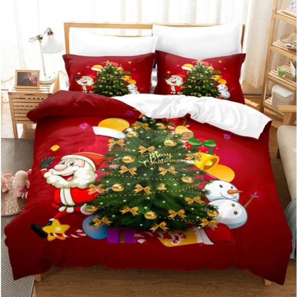 Santa Claus Bed Three-Piece Set, Digital Print Quilt Cover Sheet Set