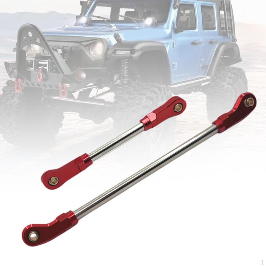 2 Pieces 1/10 Steering Servo Link Adjustable Metal Components for 104026 104006 RC Car