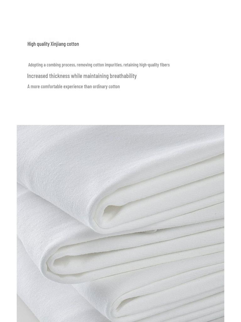 400g Heavyweight Pure White Long-Staple Cotton Summer Short-Sleeve Loose Crew Neck Base Layer T-Shirt