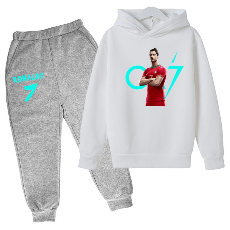 TZWYChildren's Clothing Coat CR7 Brand Casual Competition Sportswear Boys Girls Letter Printed Hoodie/trousers 2P Sports Jogging Set