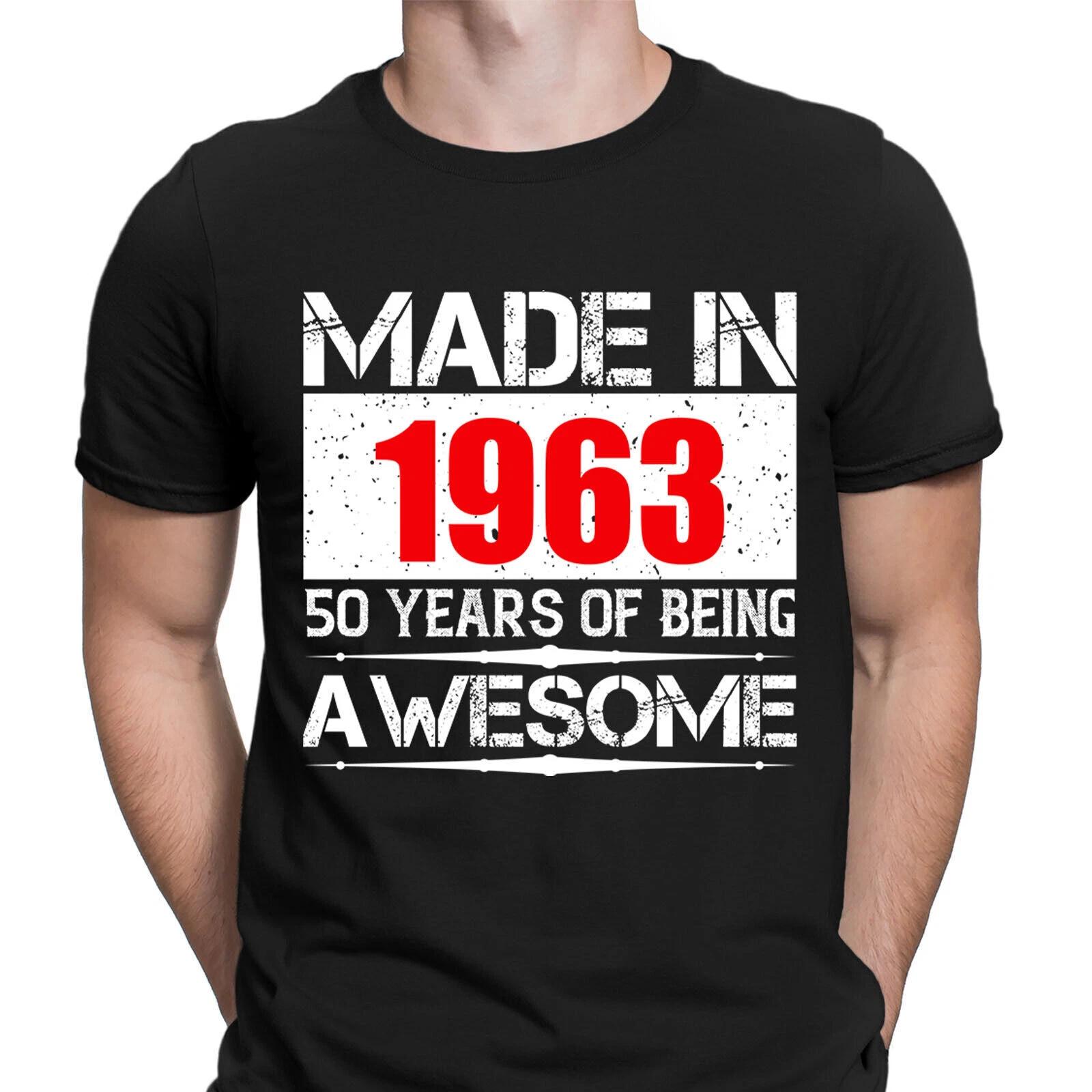 Personalised Made In 1963 60 Years Of Being Awesome Retro Mens T-Shirts Top #DNE 3XL