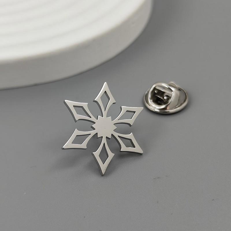 New Snowflake Hollow Brooch Cufflinks With Creative Minimalist Cutting Design Suit Coat Accessories 14k