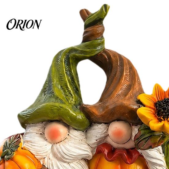 Niedliches Harz Herbst Sammlerstücke Herbst Wichtel Ornament, Ernte Figuren mit Kürbis Und Sonnenblumen Ornamenten Dekoration für Thanksgiving Halloween, Saisonal