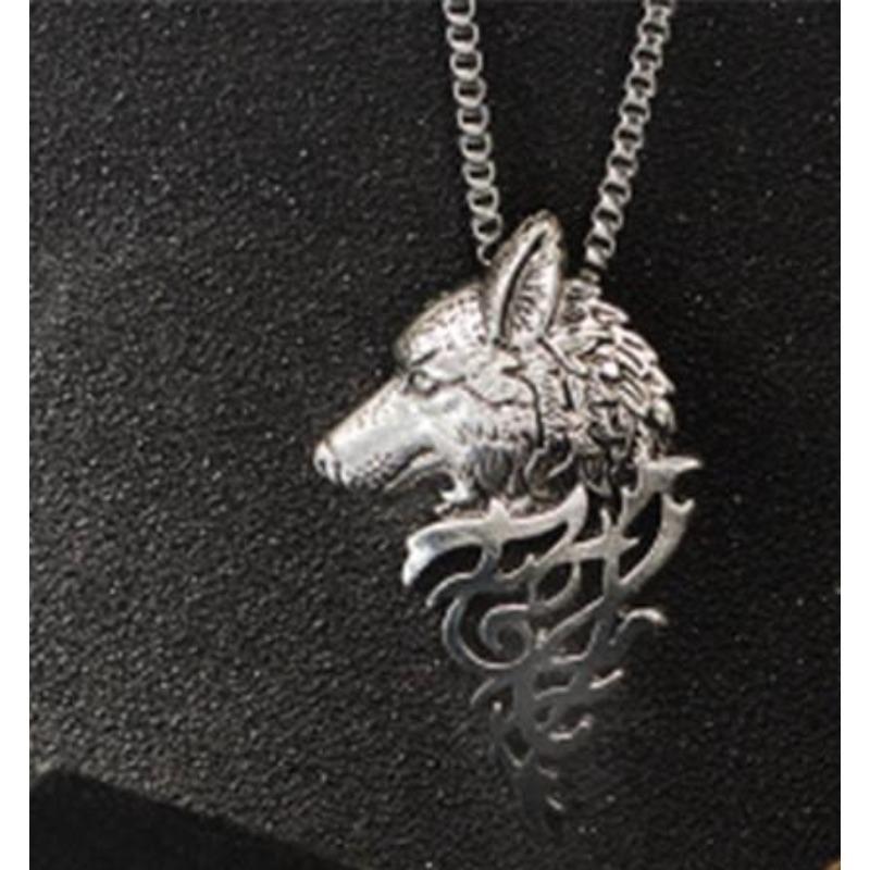 

Vintage Men Wolf Head Pendant Necklace Sweater Cosplay Jewelry срібний