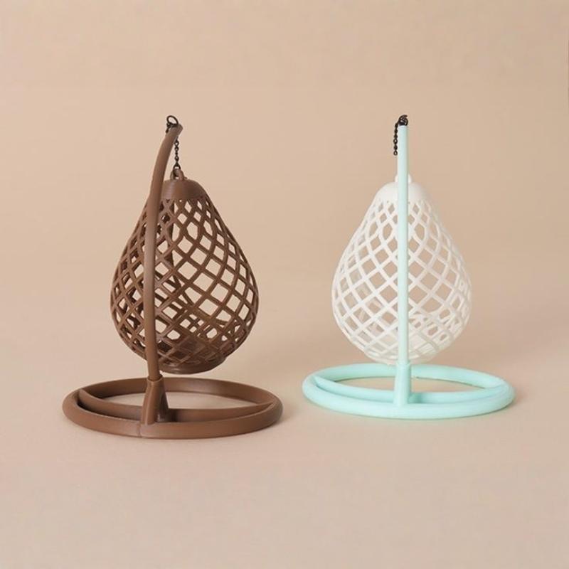1Pcs Miniature Hanging Egg Chair, 1:12 Dollhouse Wicker Swing Chair Model for DIY Diorama & Desktop Decor