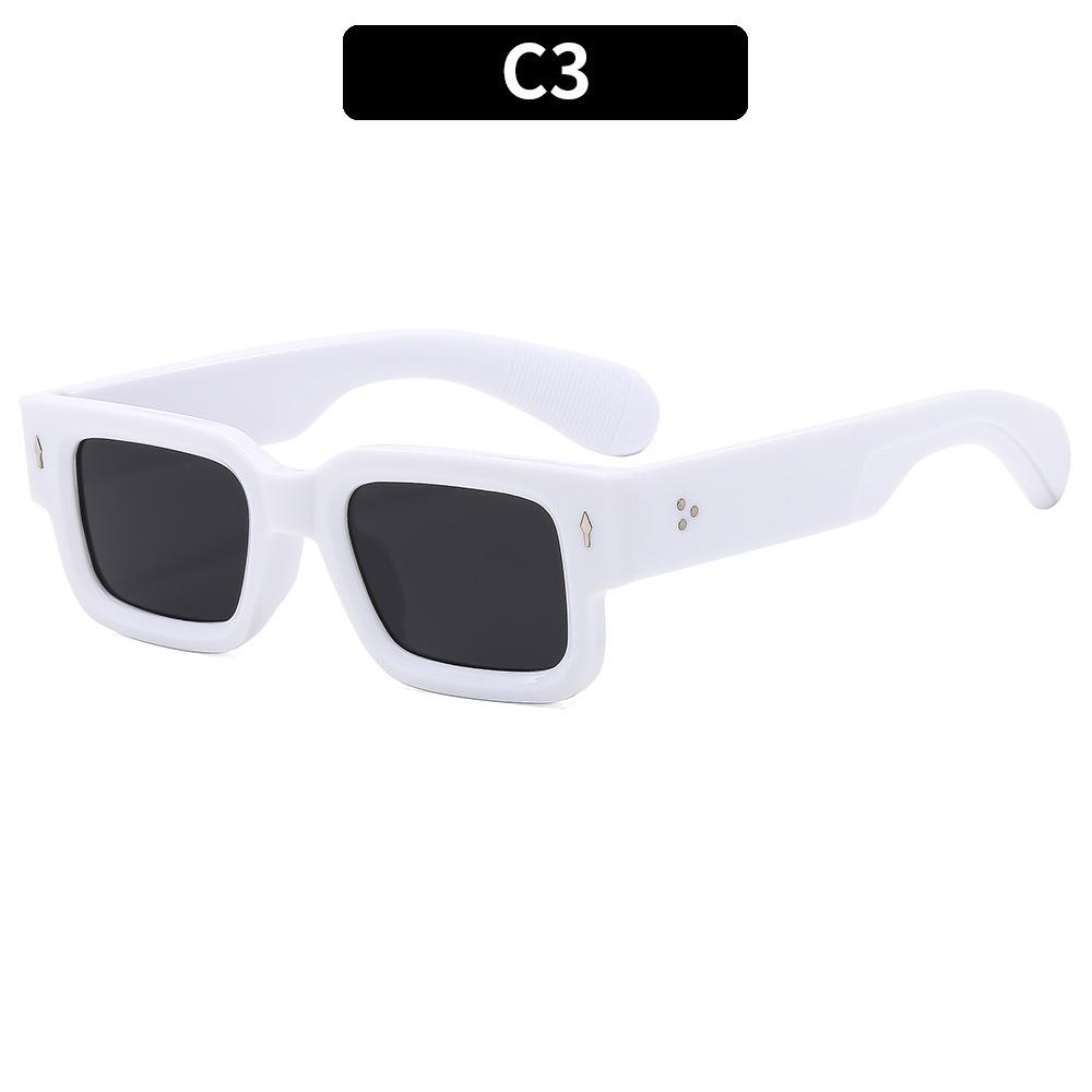

Classic Rectangle Sunglasses ladies Men Ocean Color Shades Sun Glasses Female Fashion Rectangle Rivet Eyeglasses Oculos De Sol